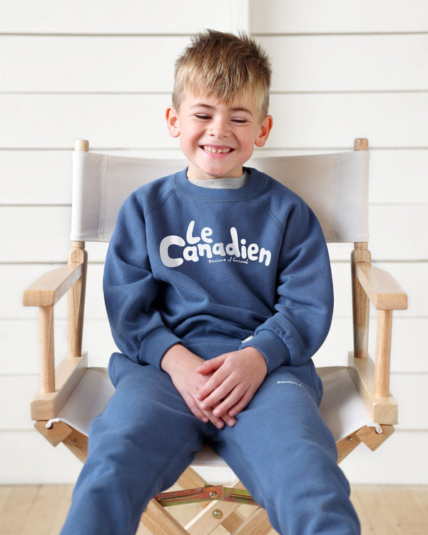 Made in Canada 100% Cotton Le Canadien Kids French Terry Sweatshirt French Blue - Province of Canada