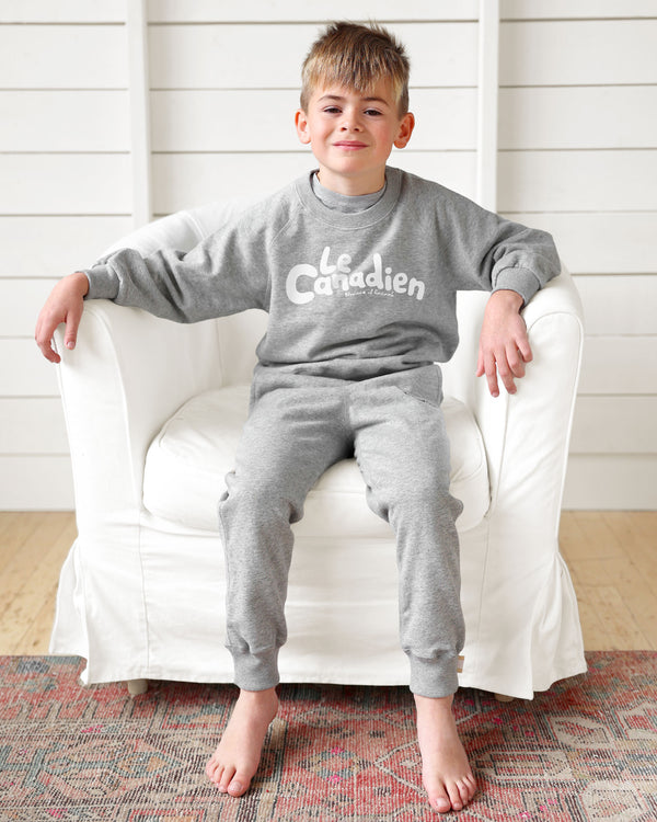 Made in Canada 100% Cotton Le Canadien Kids French Terry Sweatshirt Heather Grey - Province of Canada