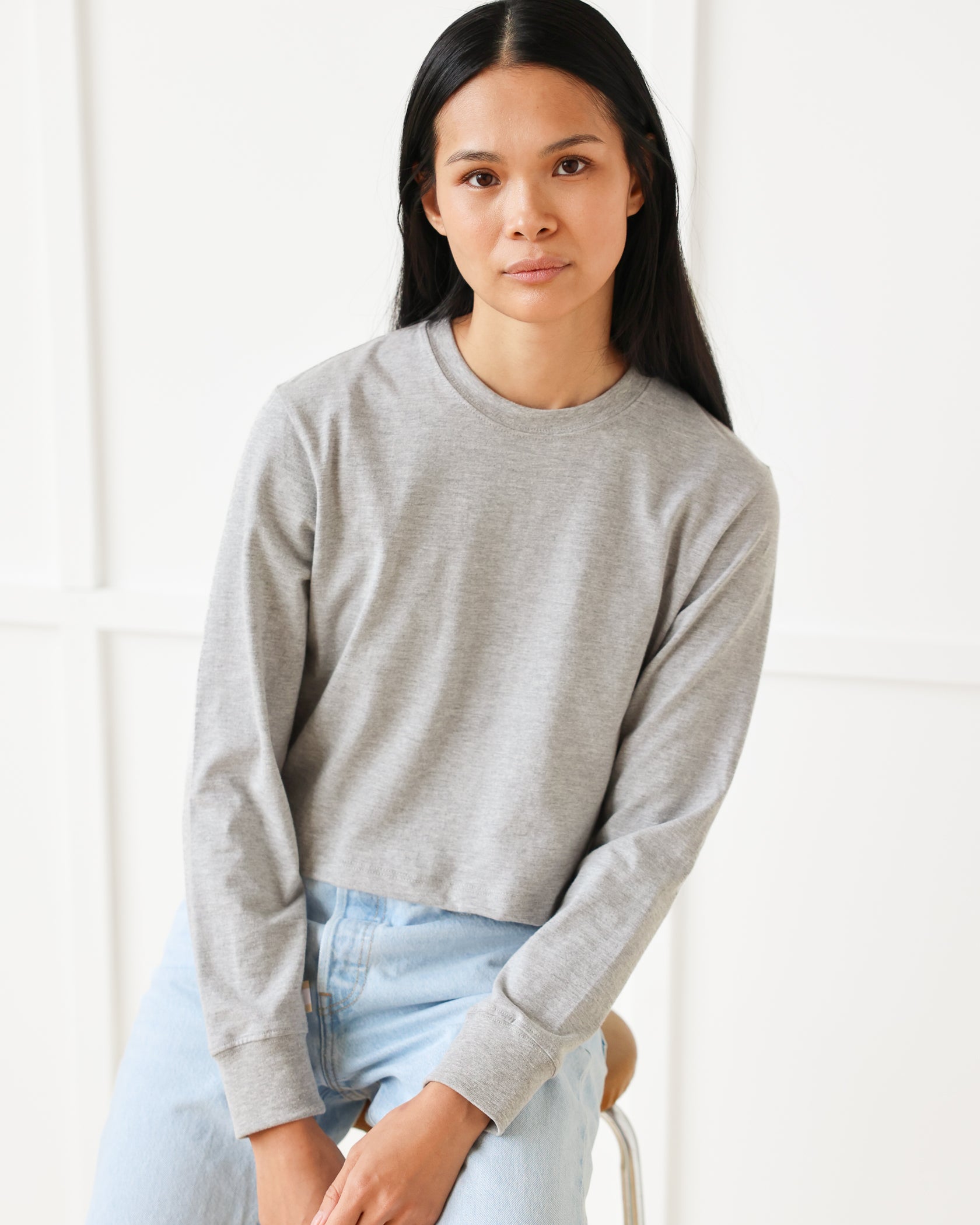 plain grey crop top