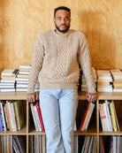 Made in Canada 100% Cotton Ivy Cable Knit Sweater Heather Beige - Unisex - Province of Canada