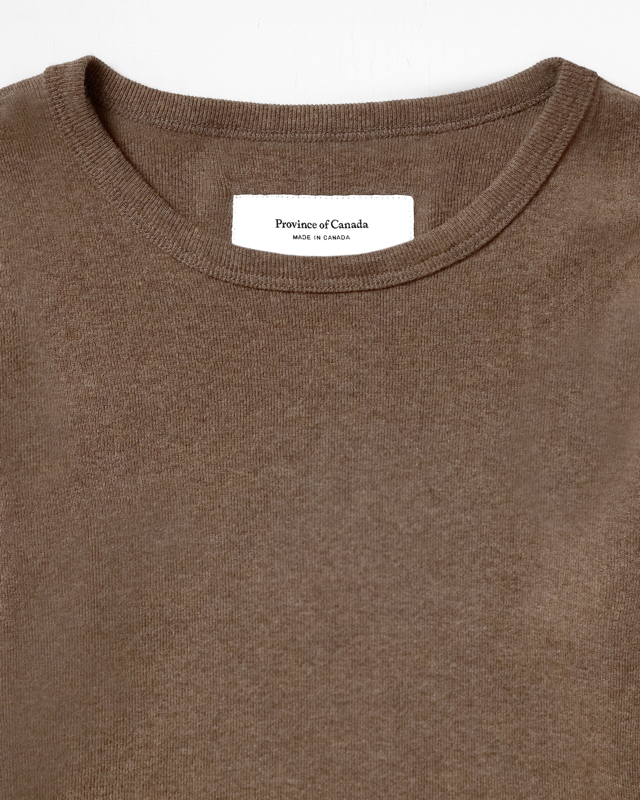 Made in Canada 100% Cotton Fine Ribbed Long Sleeve Dress Heather Brown - Province of Canada 