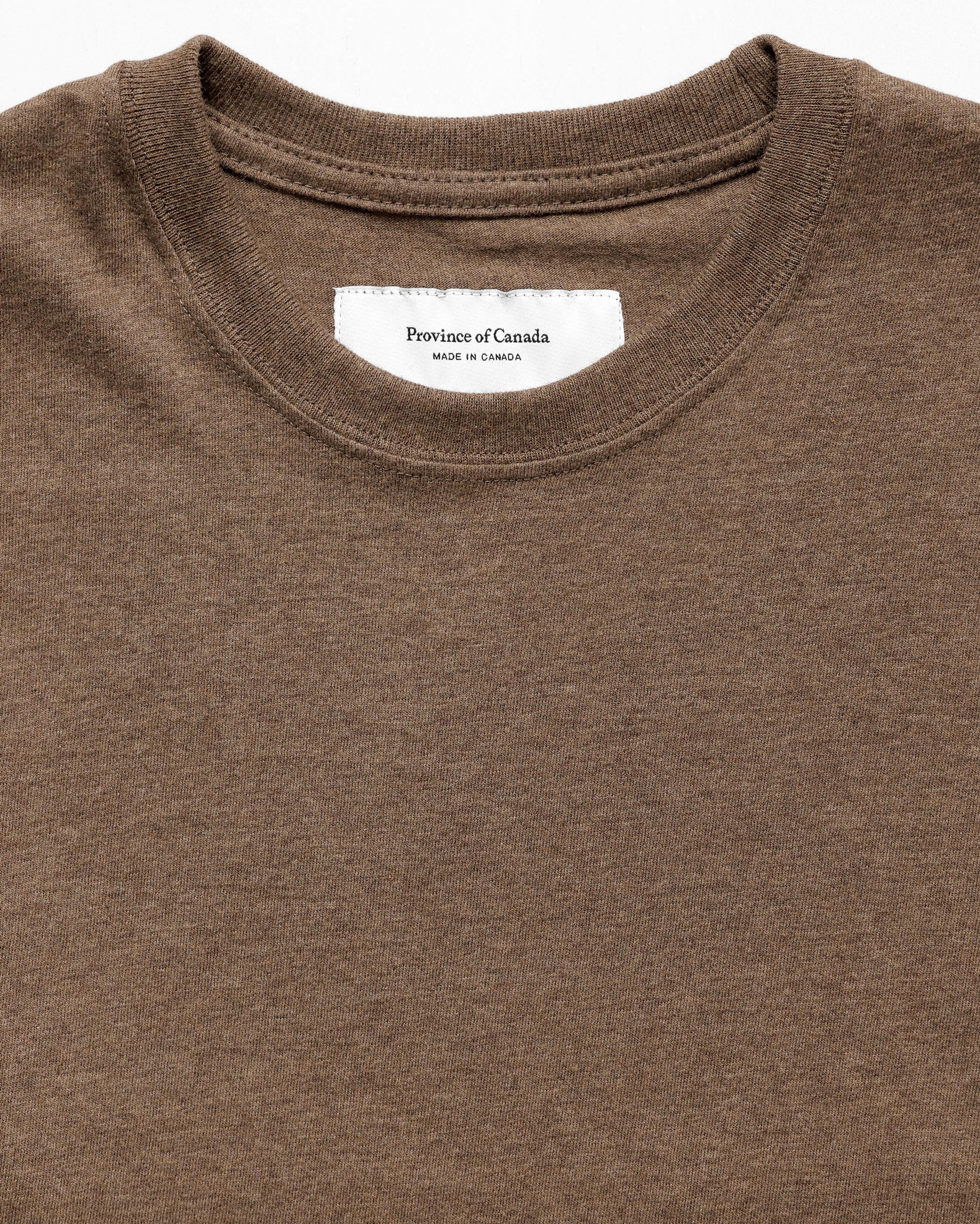 Made in Canada 100% Organic Cotton Monday Long Sleeve Tee Heather Brown - Unisex - Province of Canada 