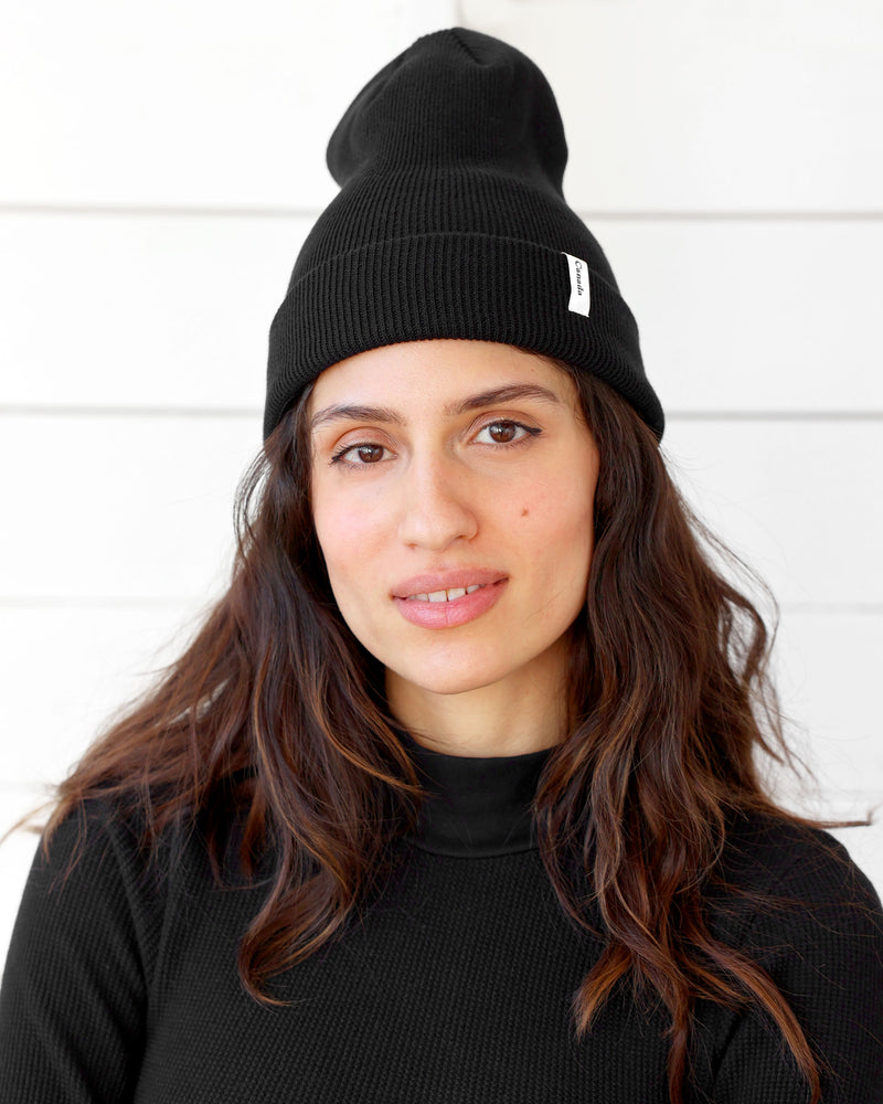 Made in Canada Fine Ribbed 100% Cotton Toque Black - Province of Canada