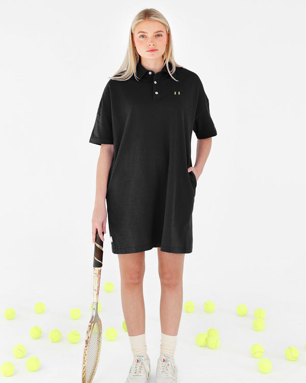 Made in Canada Flag Polo Dress Black - Province of Canada