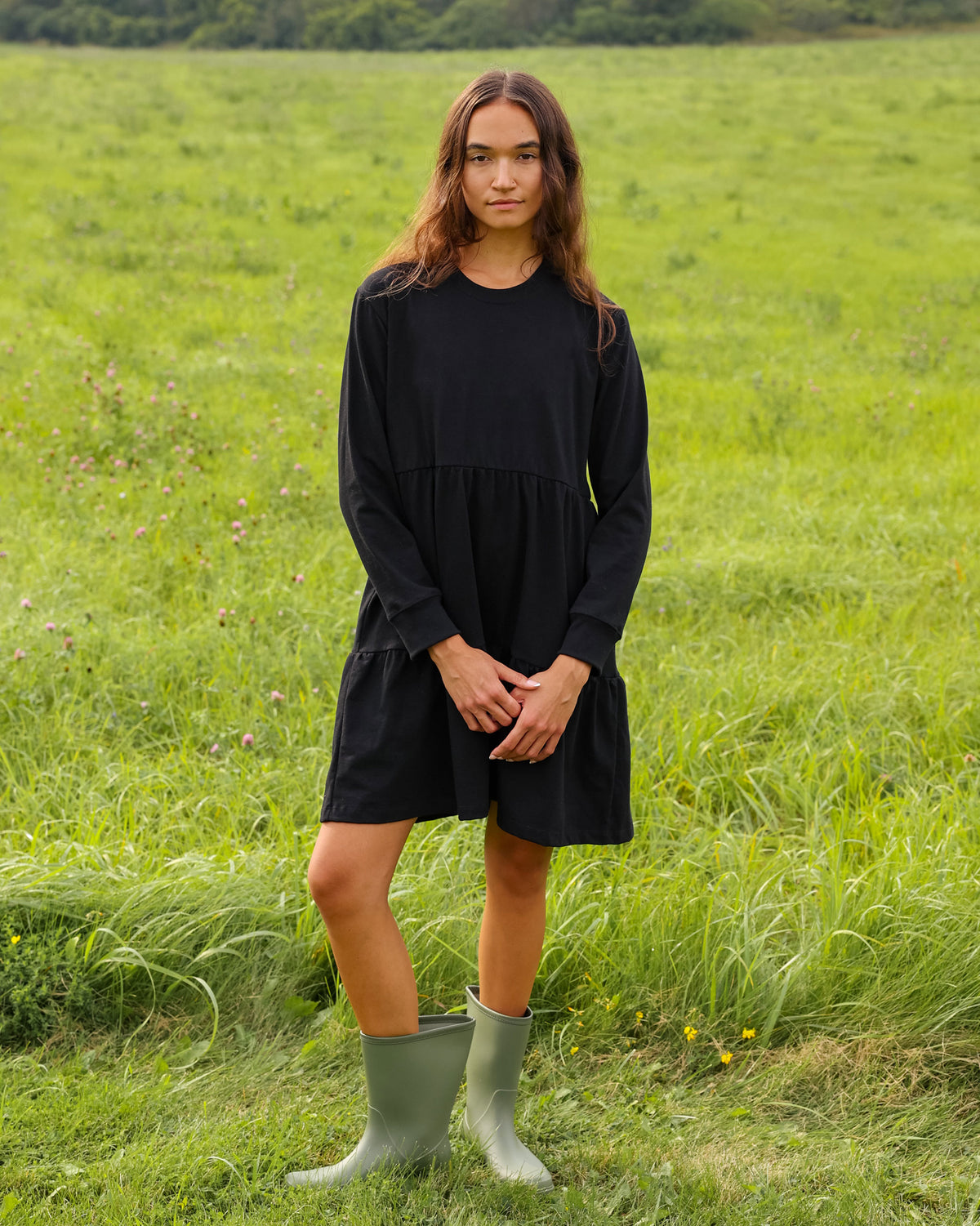 Made in Canada Tier Long Sleeve Dress Black - Province of Canada