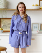 Made in Canada Pyjama Shirt Blue Stripe 100% Organic Cotton - Unisex - Province of Canada