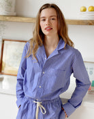Made in Canada Pyjama Shirt Blue Stripe 100% Organic Cotton - Unisex - Province of Canada