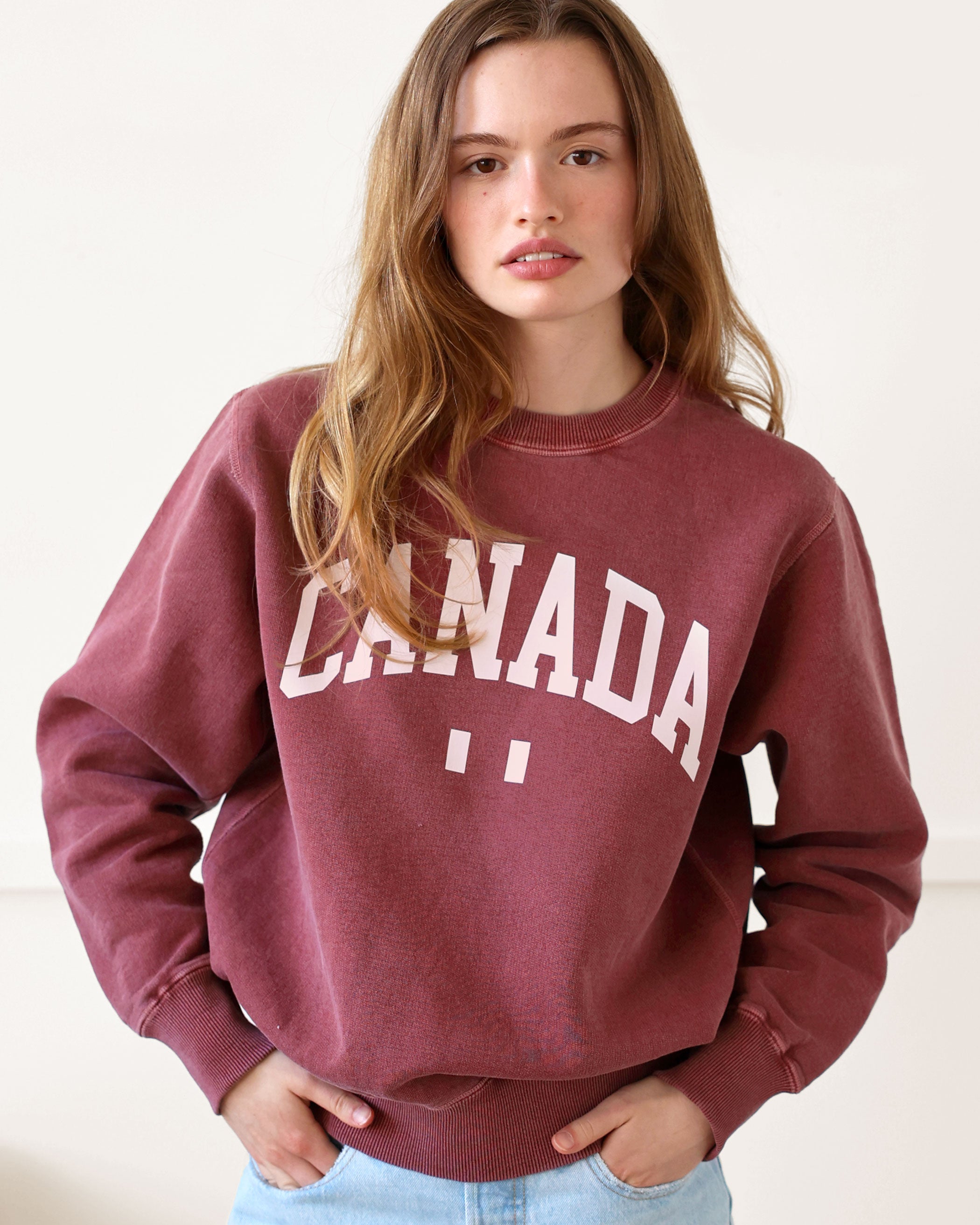 Made in Canada Canada Fleece Sweatshirt Washed Red 100% Cotton - Unisex - Province of Canada