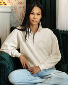 Province of Canada - Half Zip Fleece Sweatshirt Cream Unisex - Made in Canada