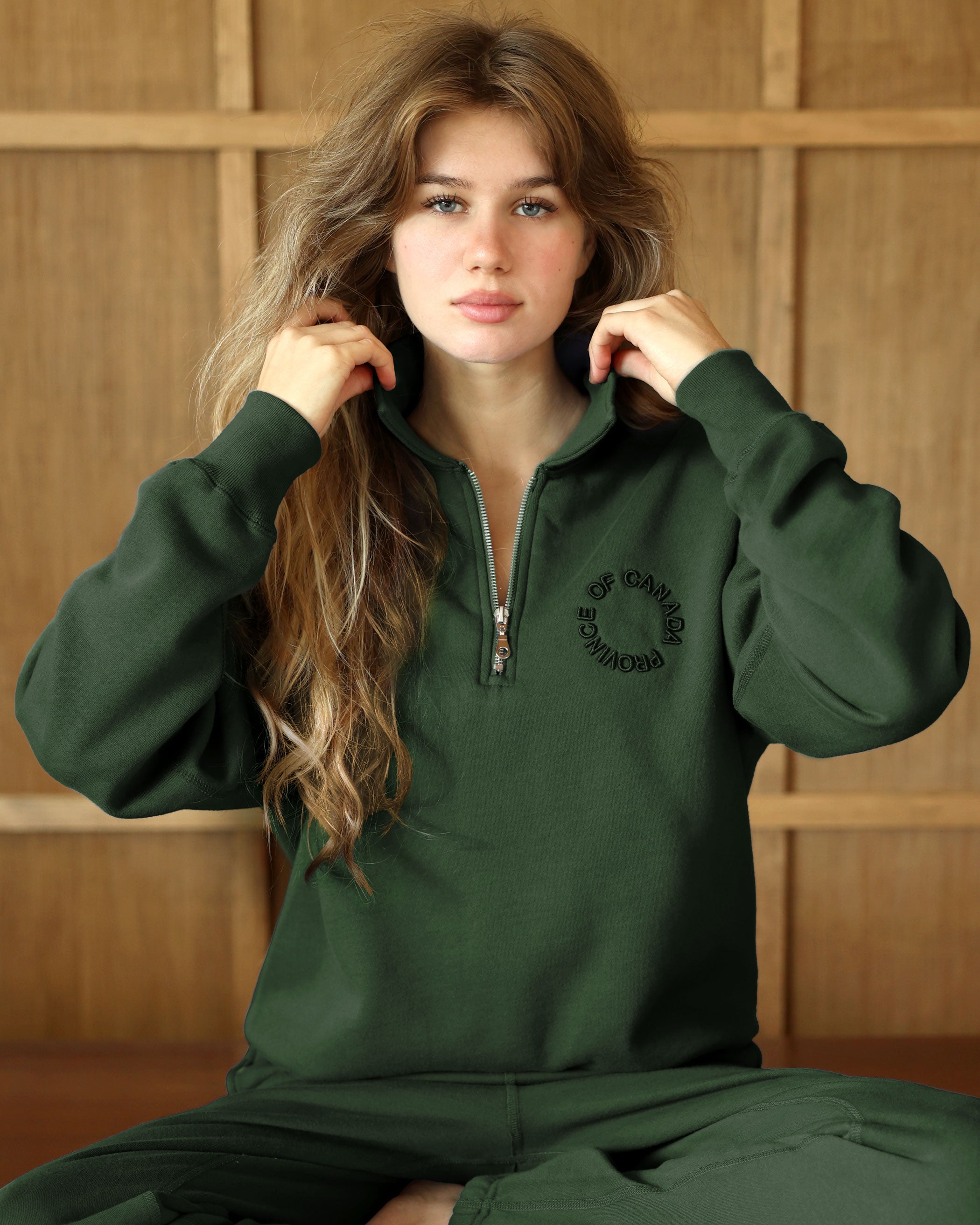 Province of Canada - Half Zip Fleece Sweatshirt Forest Unisex - Made in Canada