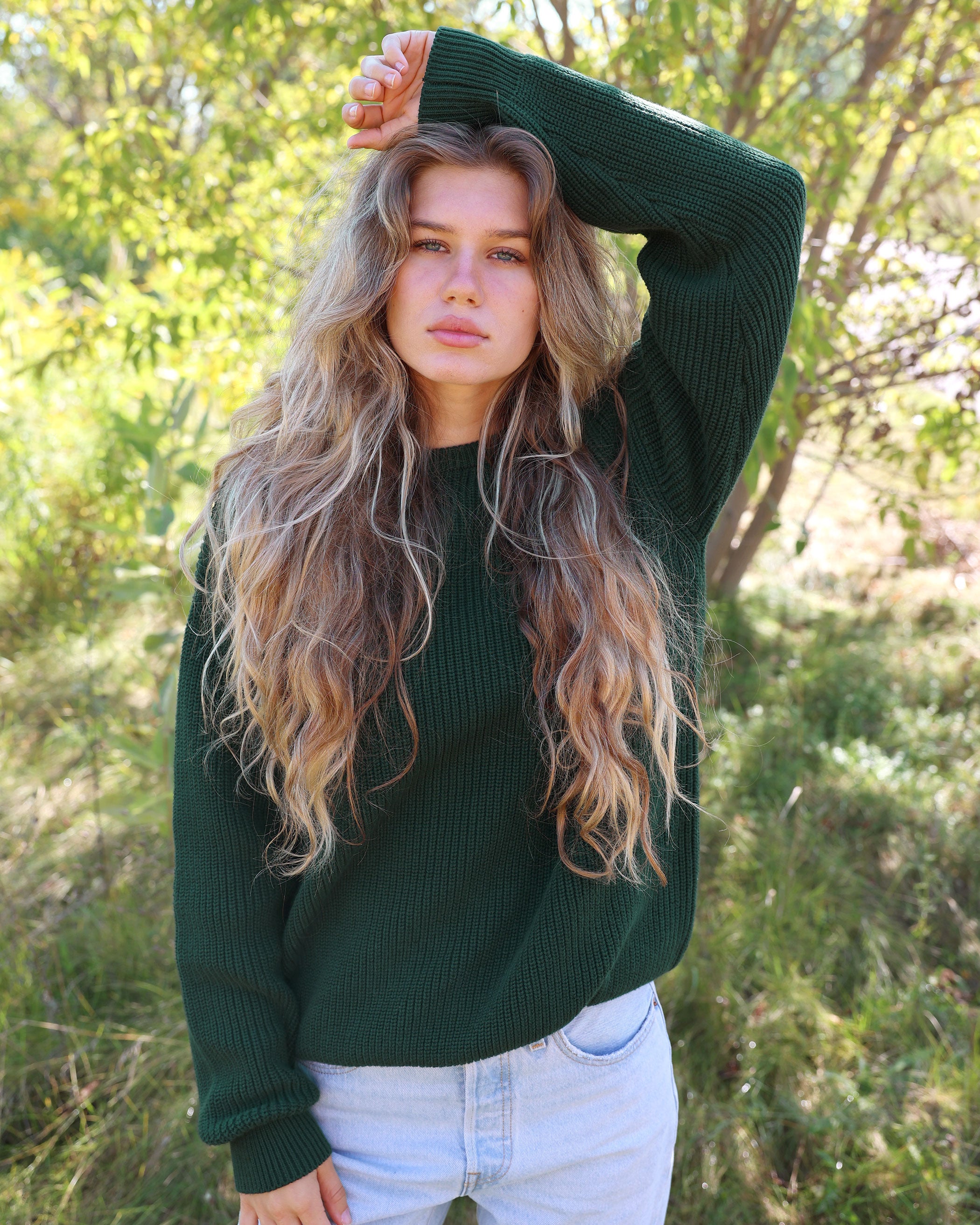 Made in Canada 100% Cotton Knit Sweater Evergreen Forest Green - Unisex - Province of Canada