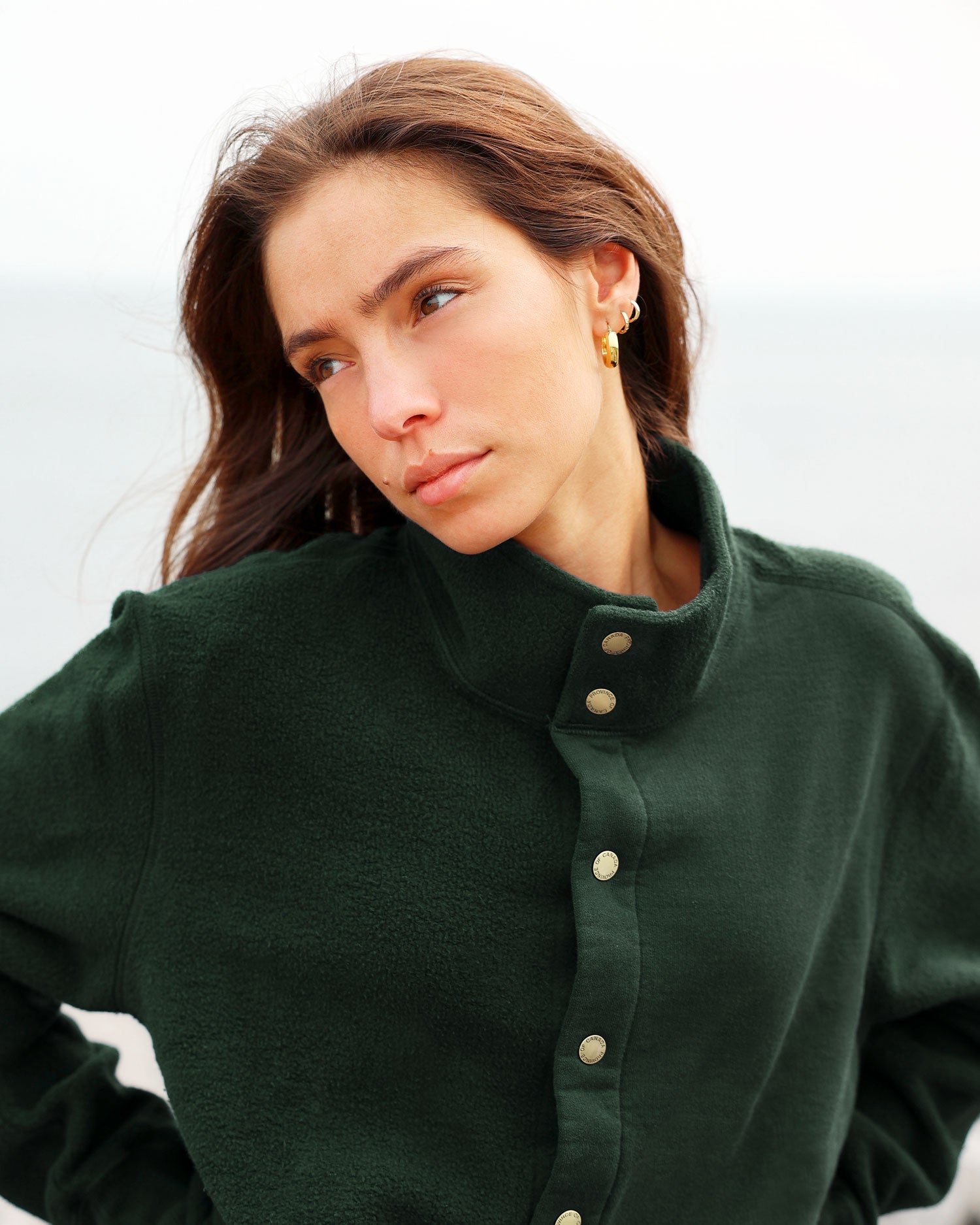 Green fleece pullover on sale