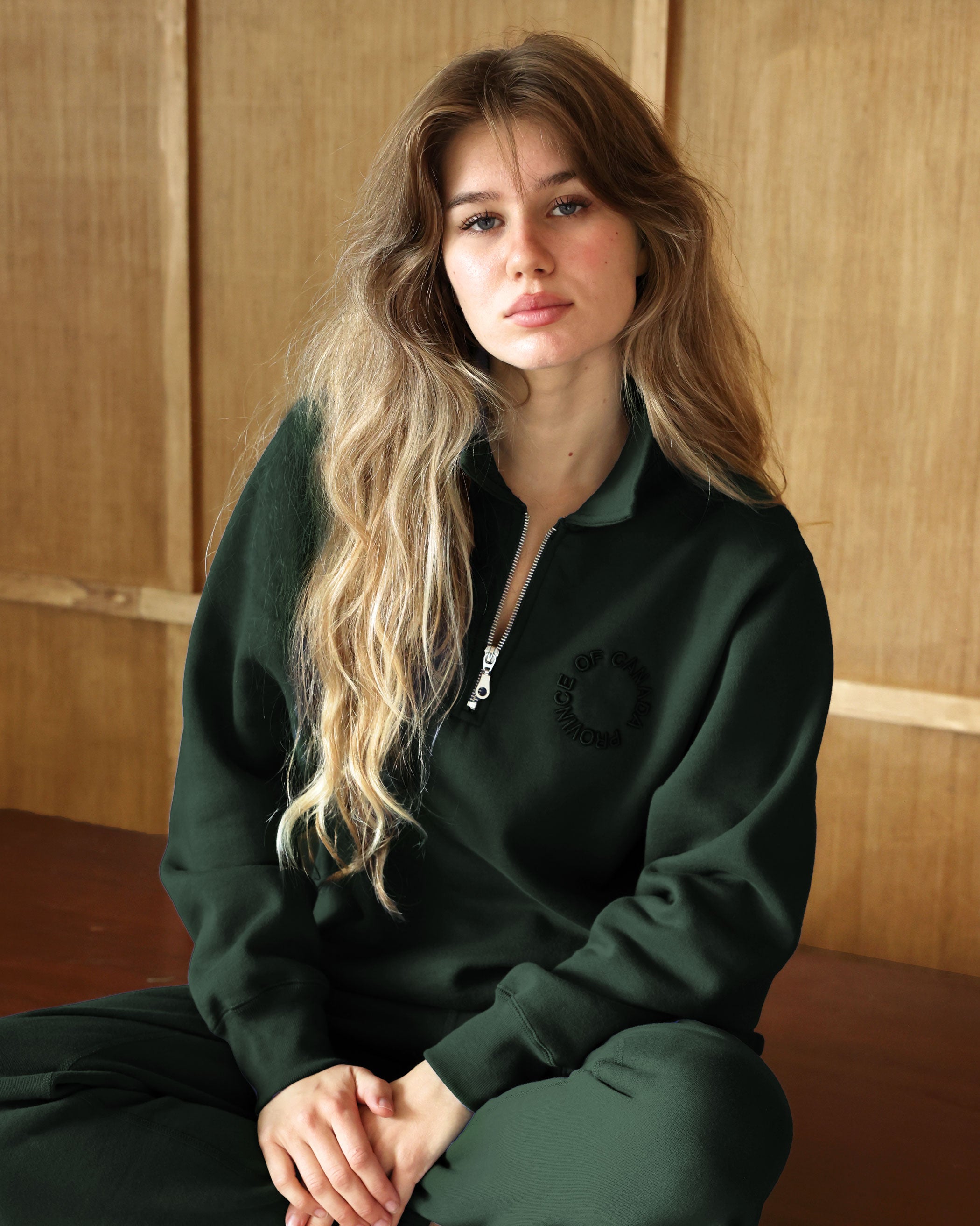 Province of Canada - Half Zip Fleece Sweatshirt Forest Unisex - Made in Canada