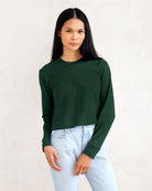 Made in Canada 100% Organic Cotton Monday Long Sleeve Crop Top Forest Green - Province of Canada