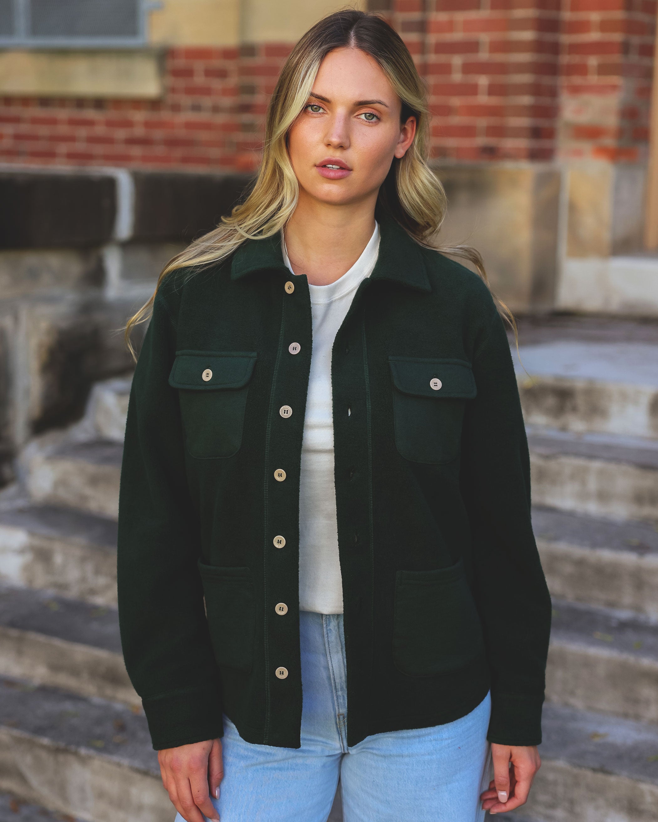 Reverse Fleece Overshirt Forest - Unisex - Made in Canada