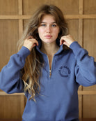 Made in Canada Half Zip Fleece Sweatshirt French Blue - Unisex - Province of Canada