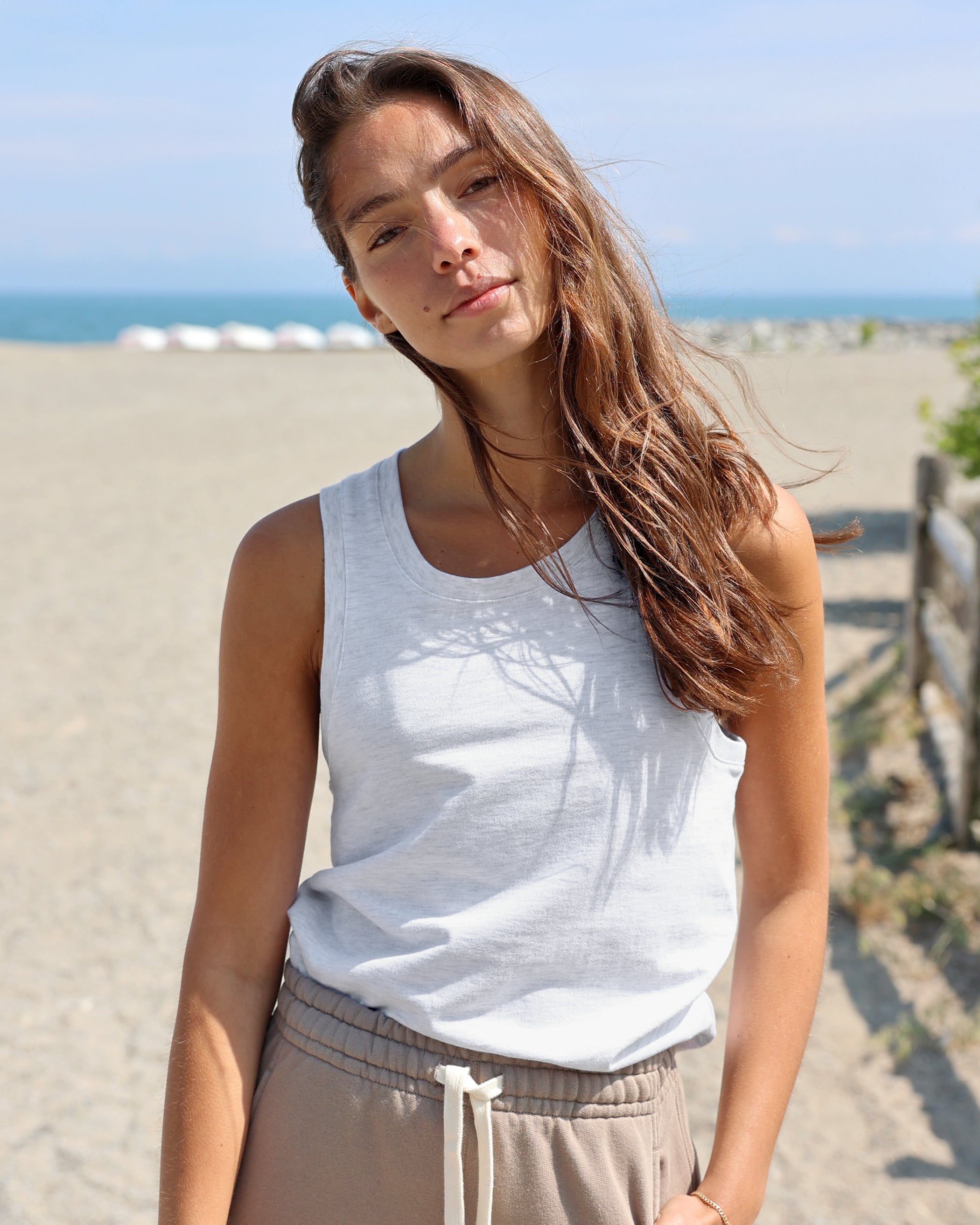 Made in Canada 100% Organic Cotton Tuesday Tank Top Cloud Unisex - Province of Canada