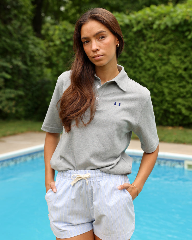 Made in Canada Flag Polo Shirt Heather Grey - Unisex - Province of Canada