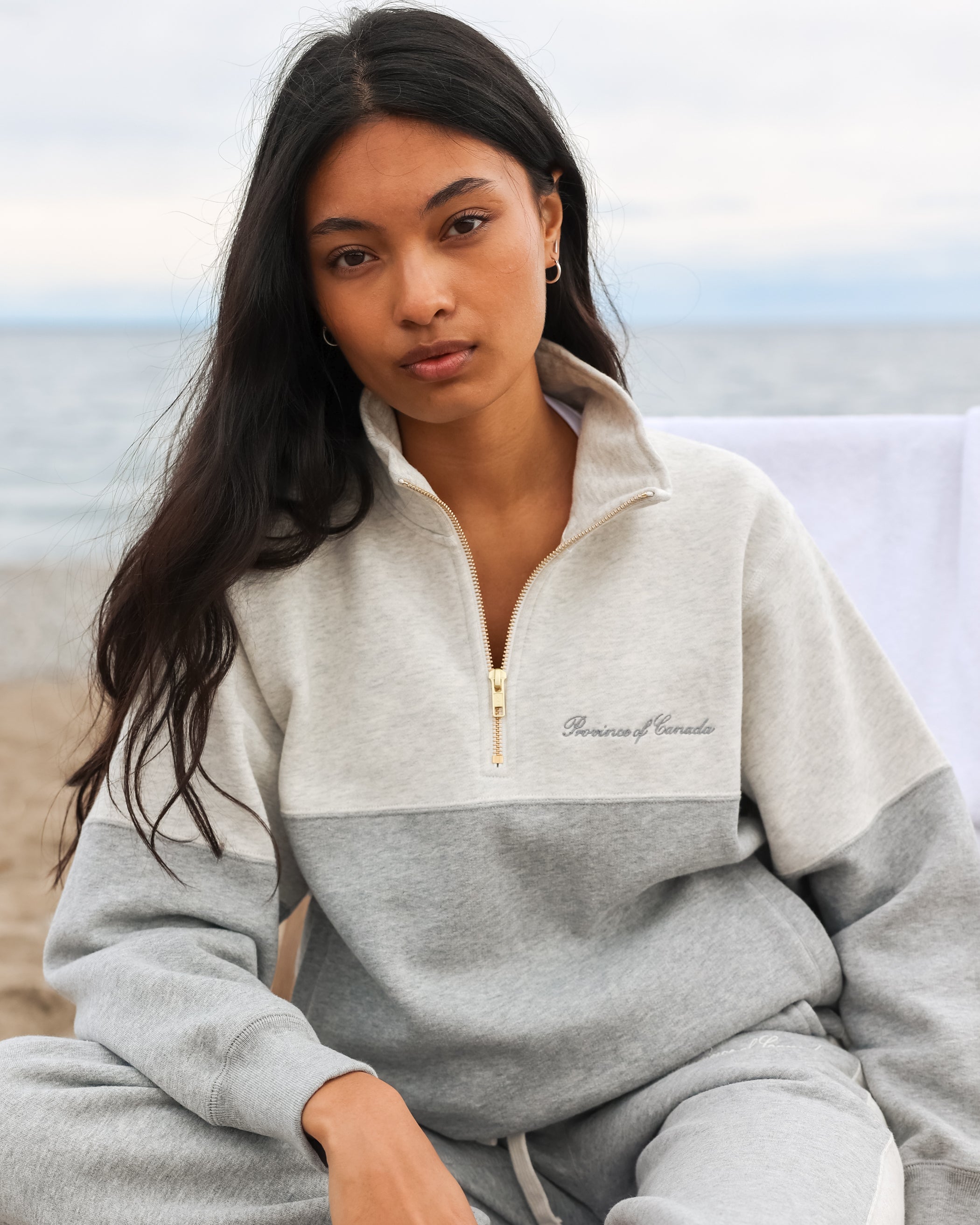 Made in Canada Club Fleece Half Zip Heather Grey - Unisex Province of Canada