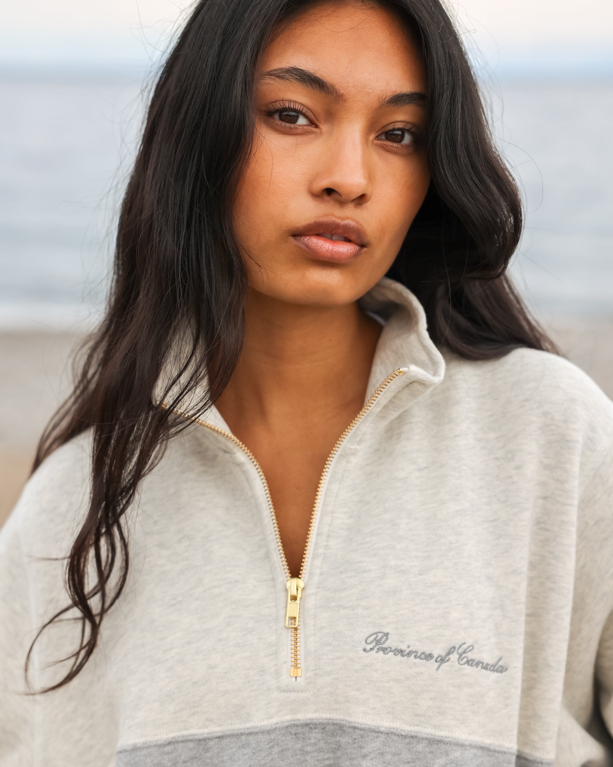 Made in Canada Club Fleece Half Zip Heather Grey - Unisex Province of Canada