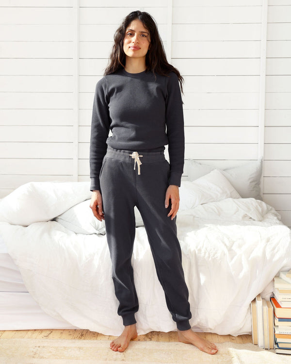 Made in Canada Pyjamas Organic Cotton Morning Waffle Sweatpant Ink - Province of Canada