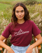 Made in Canada 100% Organic Cotton La Canadienne Womens Tee Shirt Burgundy - Province of Canada