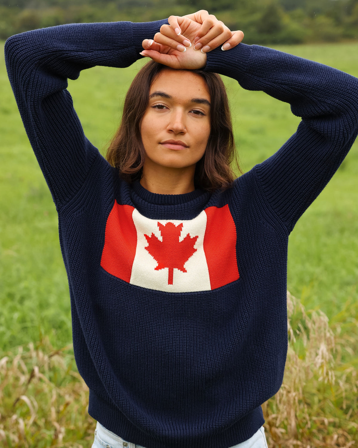 Made in Canada Cotton Canada Flag Cotton Knit Sweater - Unisex - Province of Canada 