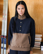 Made in Canada 100% Cotton Reverse Fleece Pullover Navy Blue Chestnut Brown - Unisex - Province of Canada