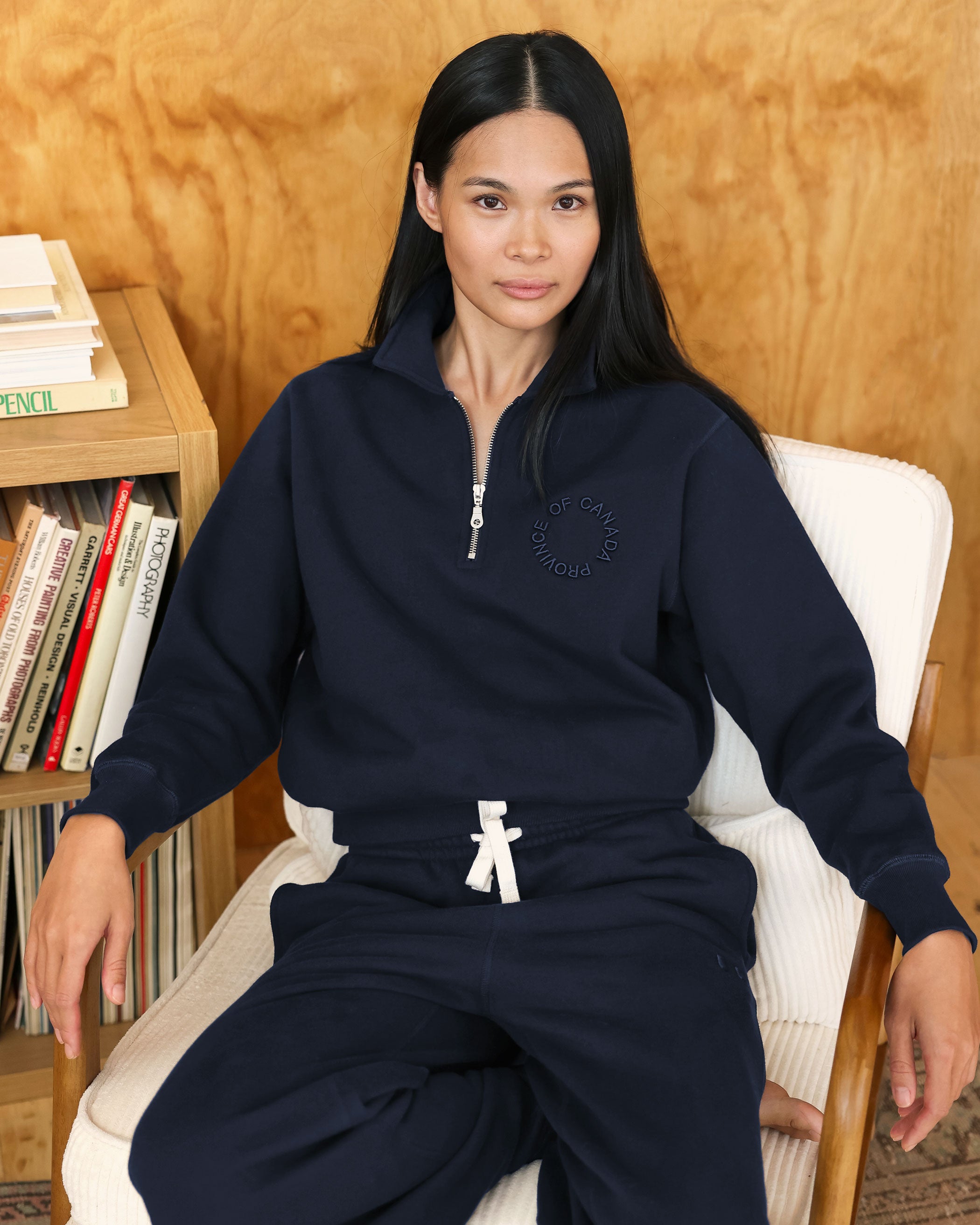 Half Zip Fleece Sweatshirt Navy - Unisex – Province of Canada