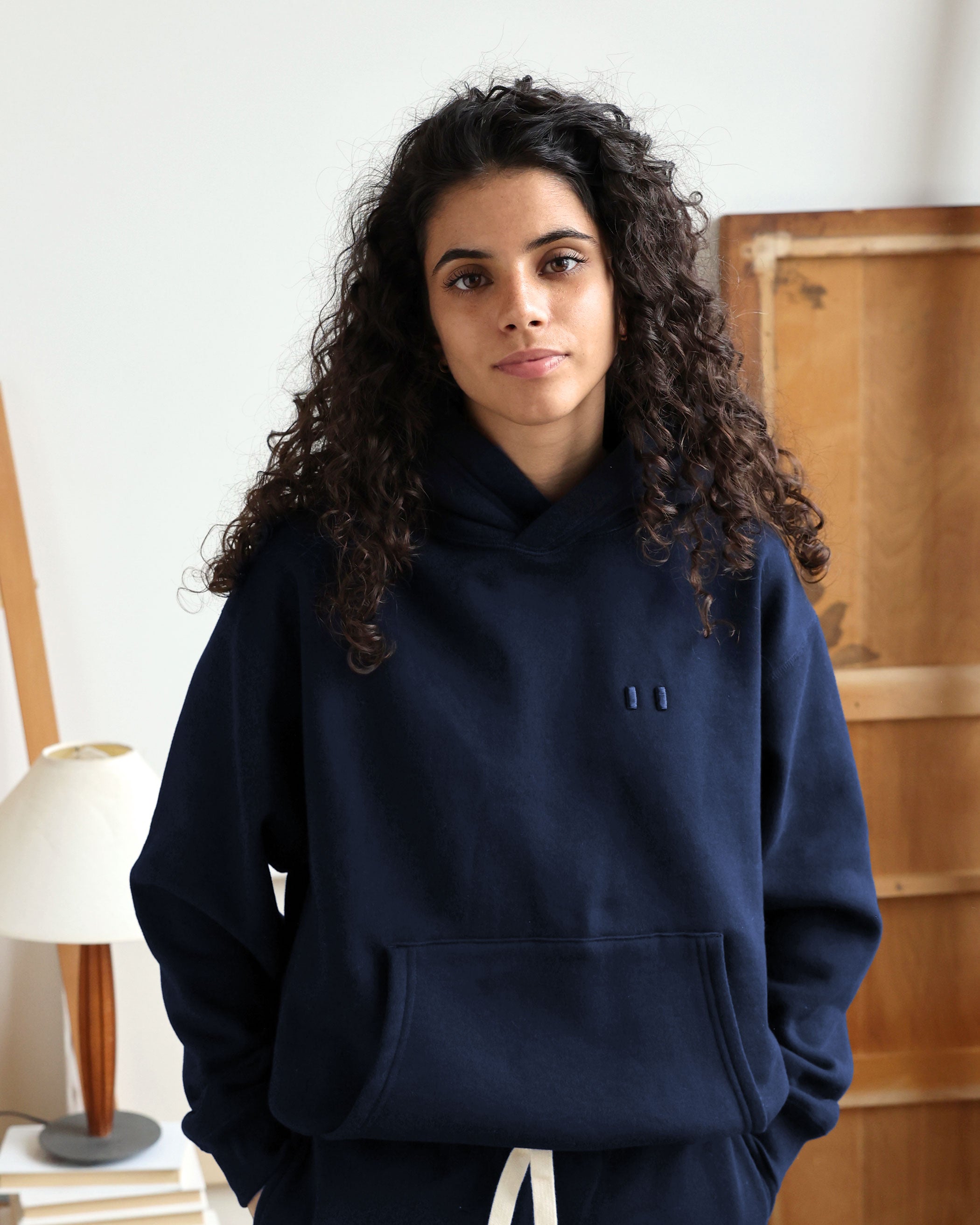 Flag Fleece Hoodie Navy - Unisex