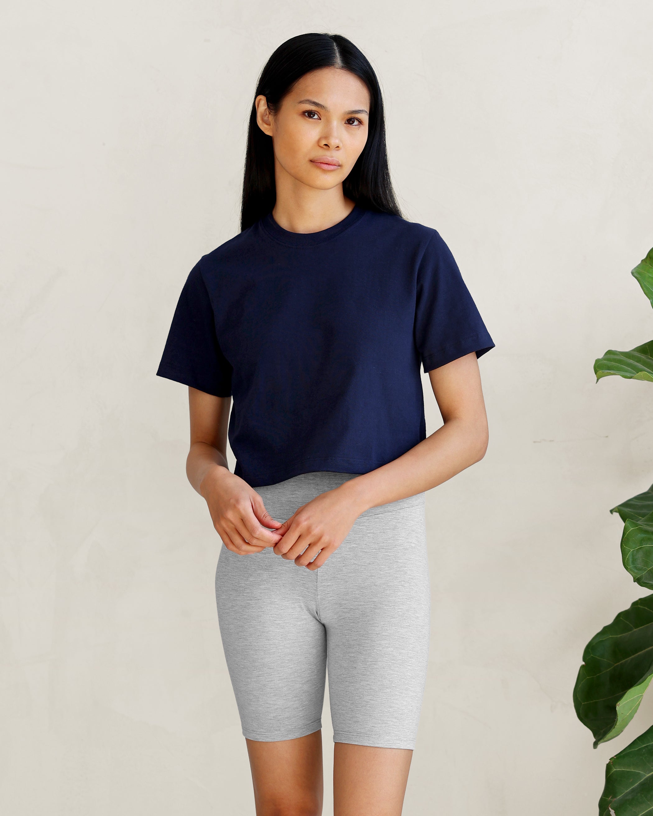 Monday Crop Top Tee Navy - Made in Canada - Province of Canada