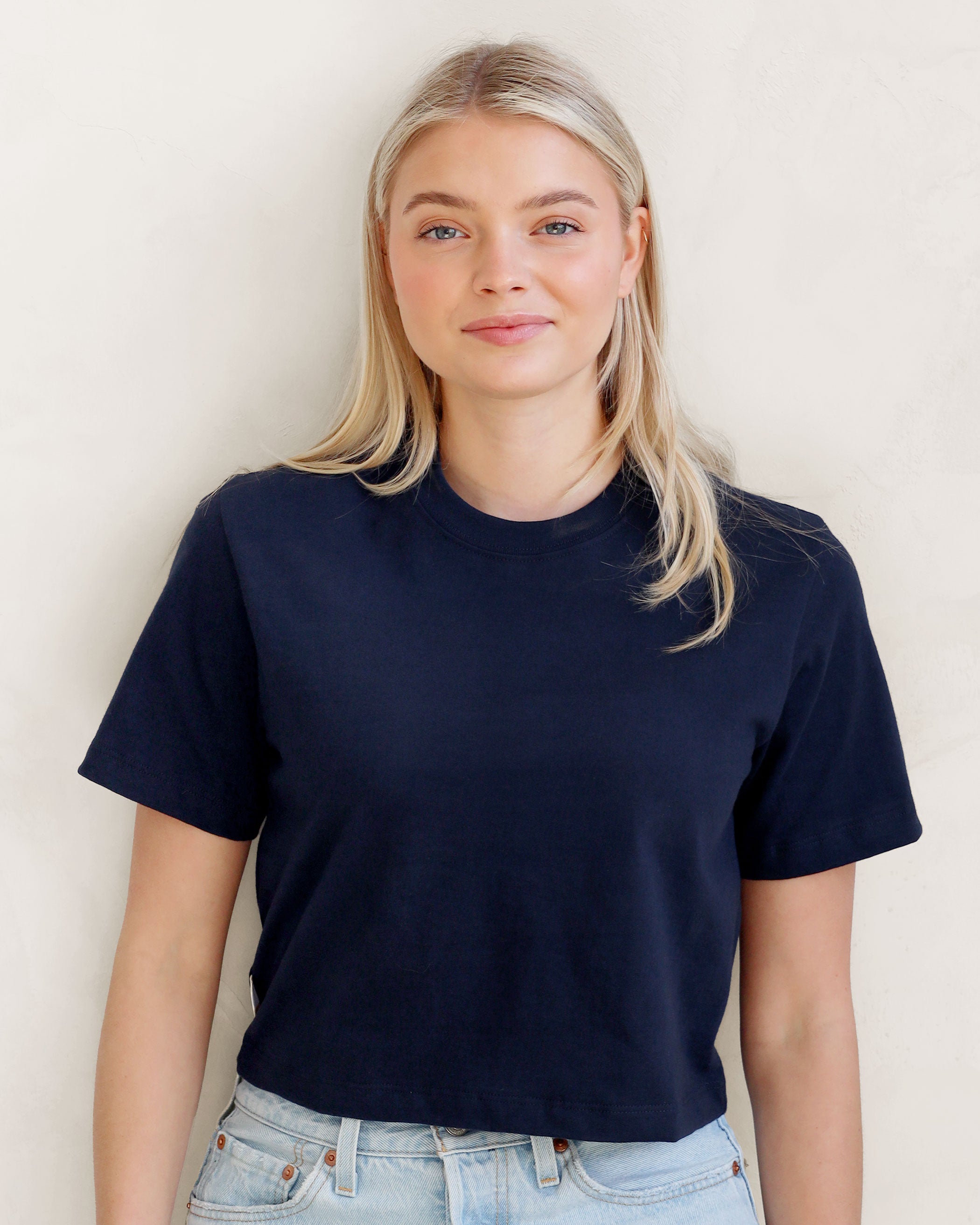 Monday Crop Top Tee Navy - Made in Canada - Province of Canada