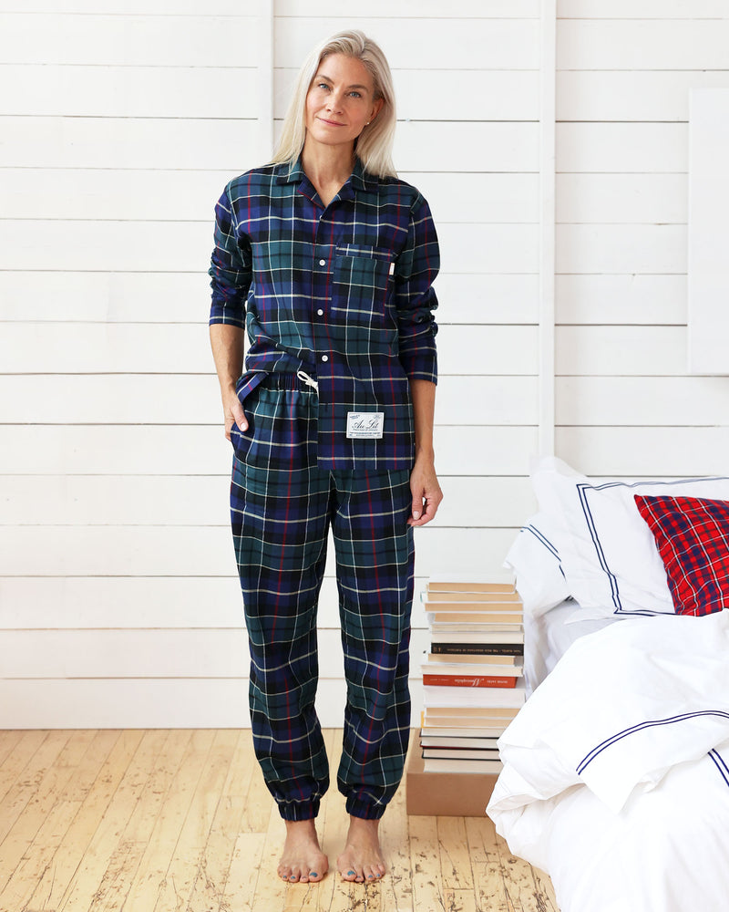 Made in Canada Plaid Flannel Pyjama Pant Navy - Unisex - Au Lit x Province of Canada