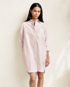 Made in Canada 100% Cotton Button Up Oxford Stripe Dress Pink - Province of Canada