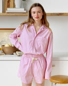Made in Canada Pyjama Short Pink Stripe 100% Cotton - Womens - Province of Canada