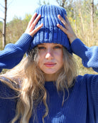 Made in Canada 100% Cotton Knit Toque Royal Cobalt Blue - Unisex - Province of Canada