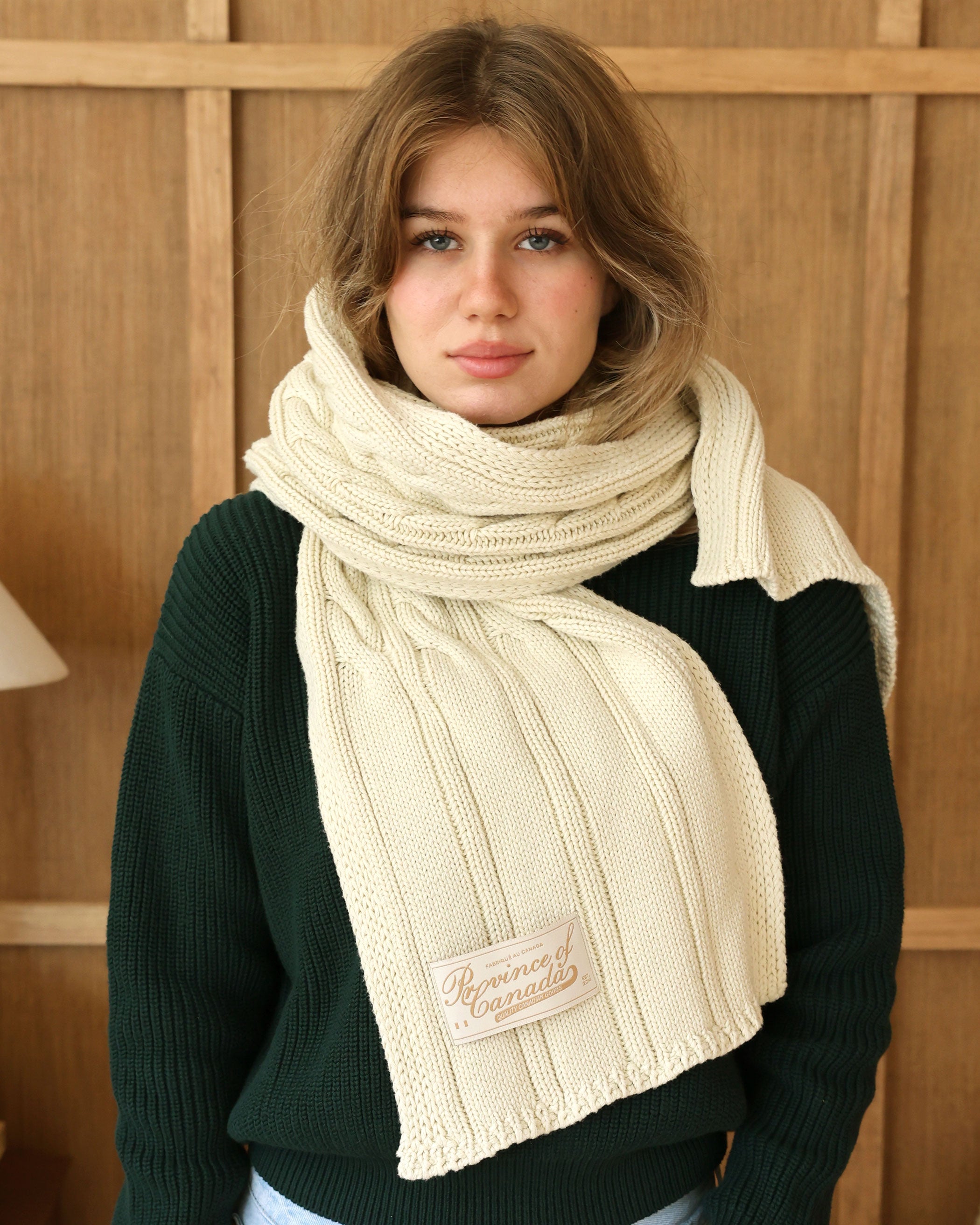 Made in Canada 100% Cotton Cable Knit Scarf - Province of Canada