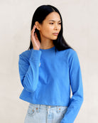 Made in Canada Organic Cotton Monday Long Sleeve Crop Top Super Blue - Province of Canada