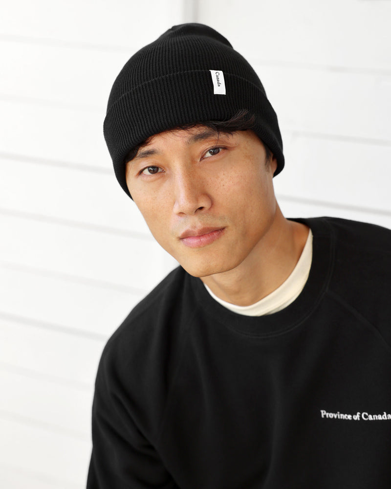 Made in Canada Fine Ribbed 100% Cotton Toque Black - Province of Canada