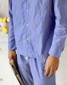 Made in Canada Pyjama Shirt Blue Stripe 100% Organic Cotton - Unisex - Province of Canada