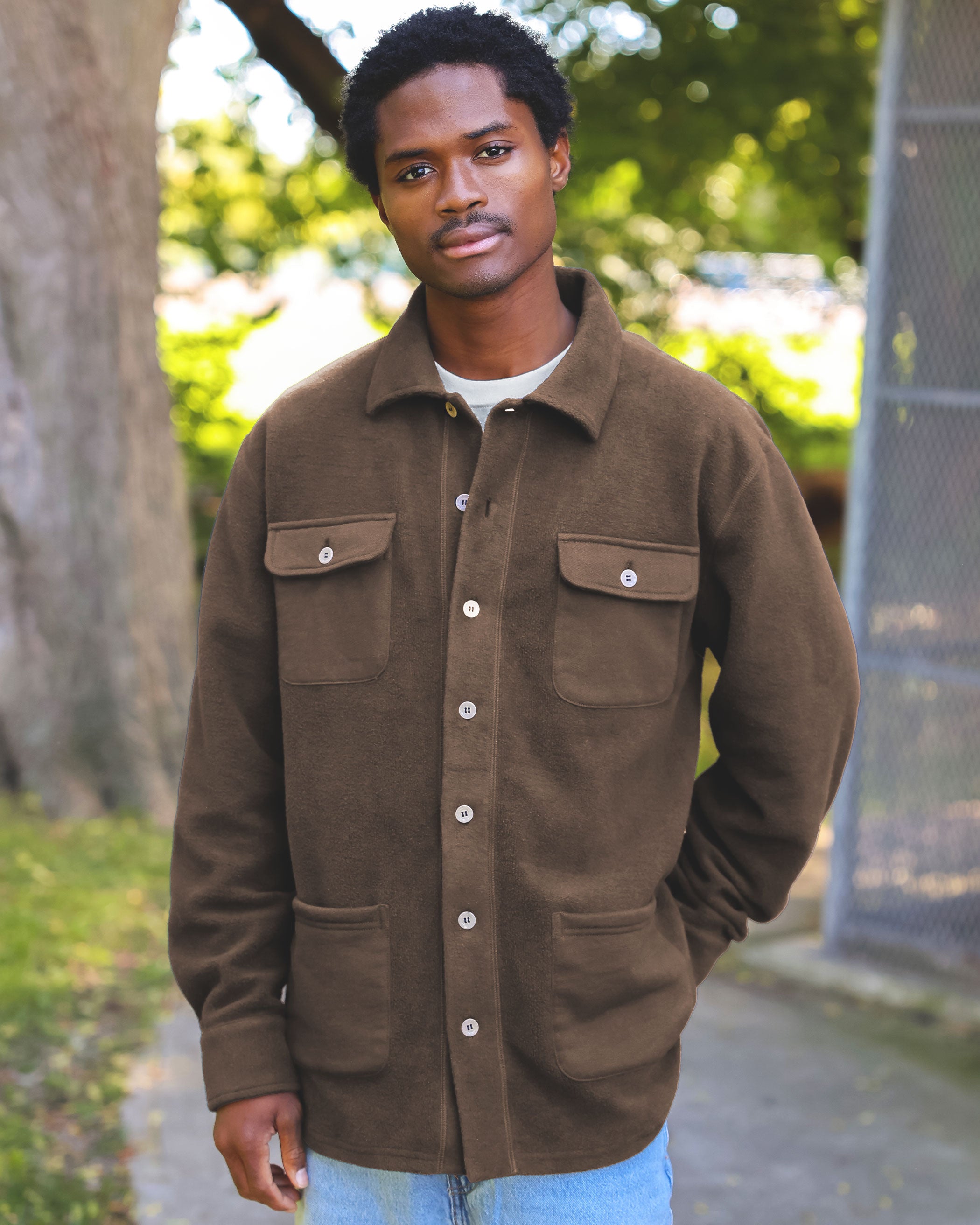 Reverse Fleece Overshirt Forest - Unisex - Made in Canada