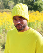 Made in Canada 100% Cotton Knit Toque Beanie Hat Citrus Yellow Neon - Unisex - Province of Canada