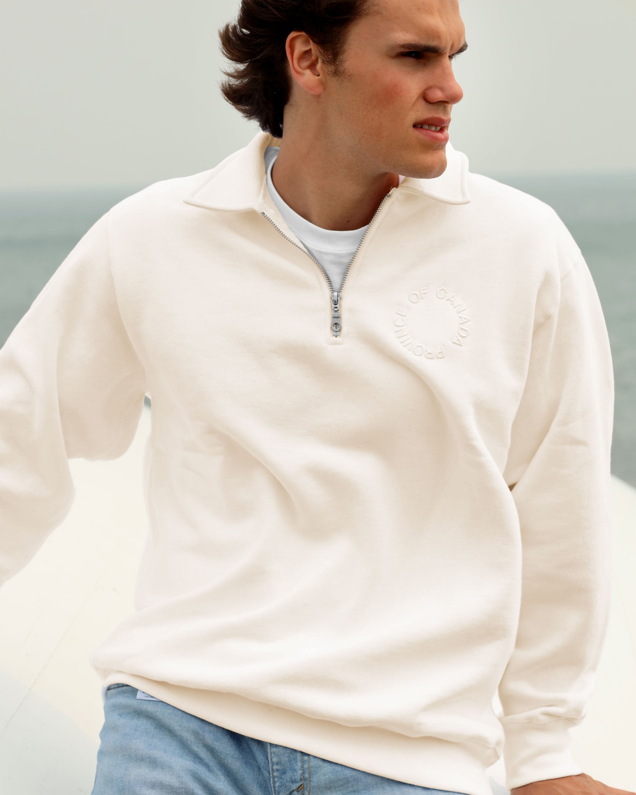 Province of Canada - Half Zip Sweatshirt Cream - Made in Canada