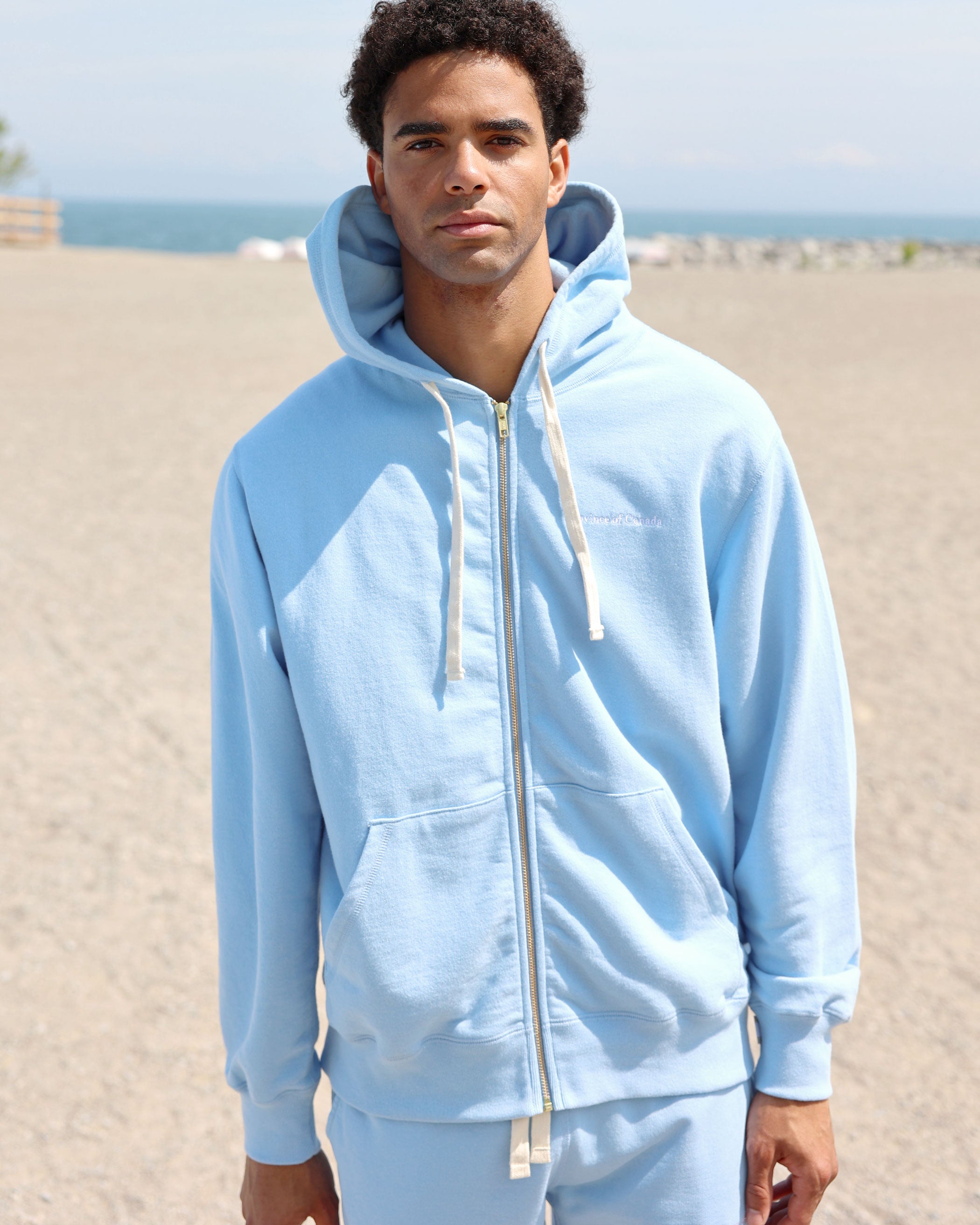 Made in Canada 100% Cotton French Terry Zip Hoodie Sky Blue - Unisex - Province of Canada 