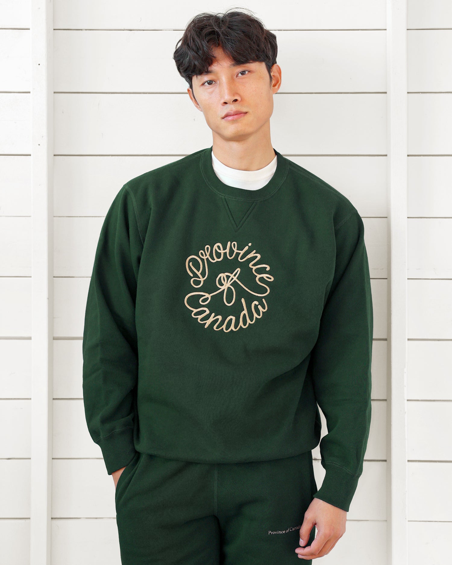 Made in Canada Embroidered Crest Fleece Sweatshirt Forest Unisex - Province of Canada