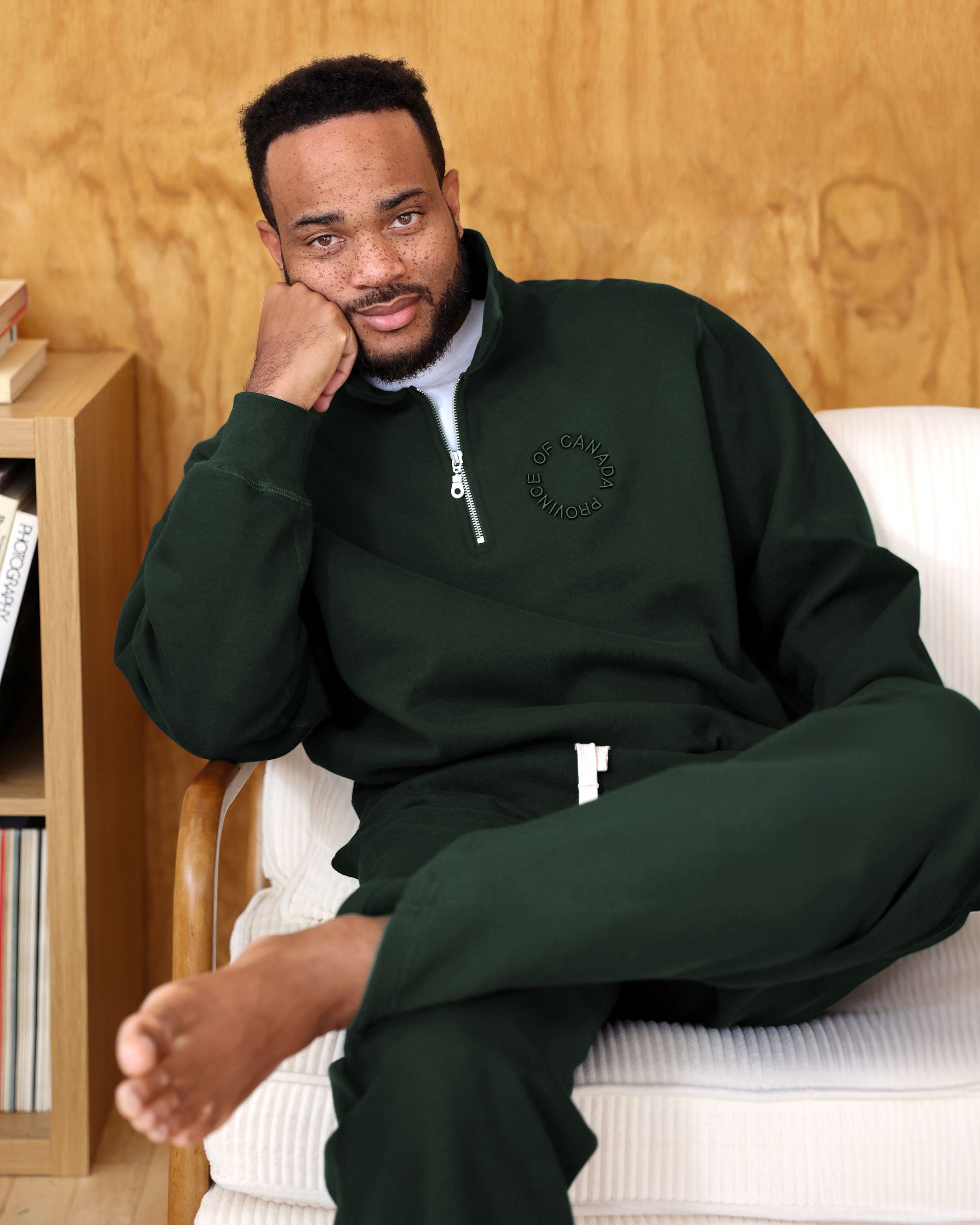 Province of Canada - Half Zip Fleece Sweatshirt Forest Unisex - Made in Canada