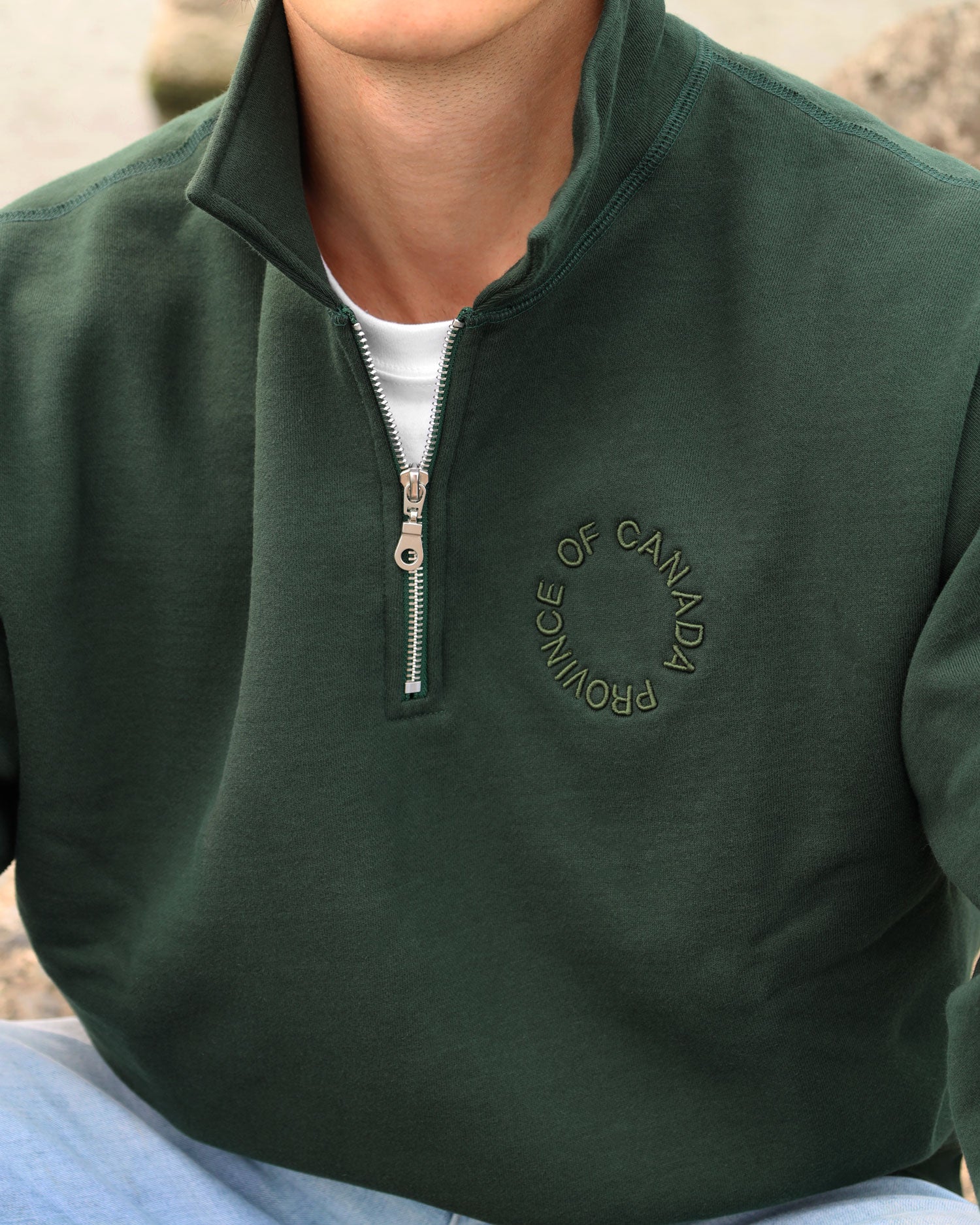 Province of Canada - Half Zip Fleece Sweatshirt Forest Unisex - Made in Canada