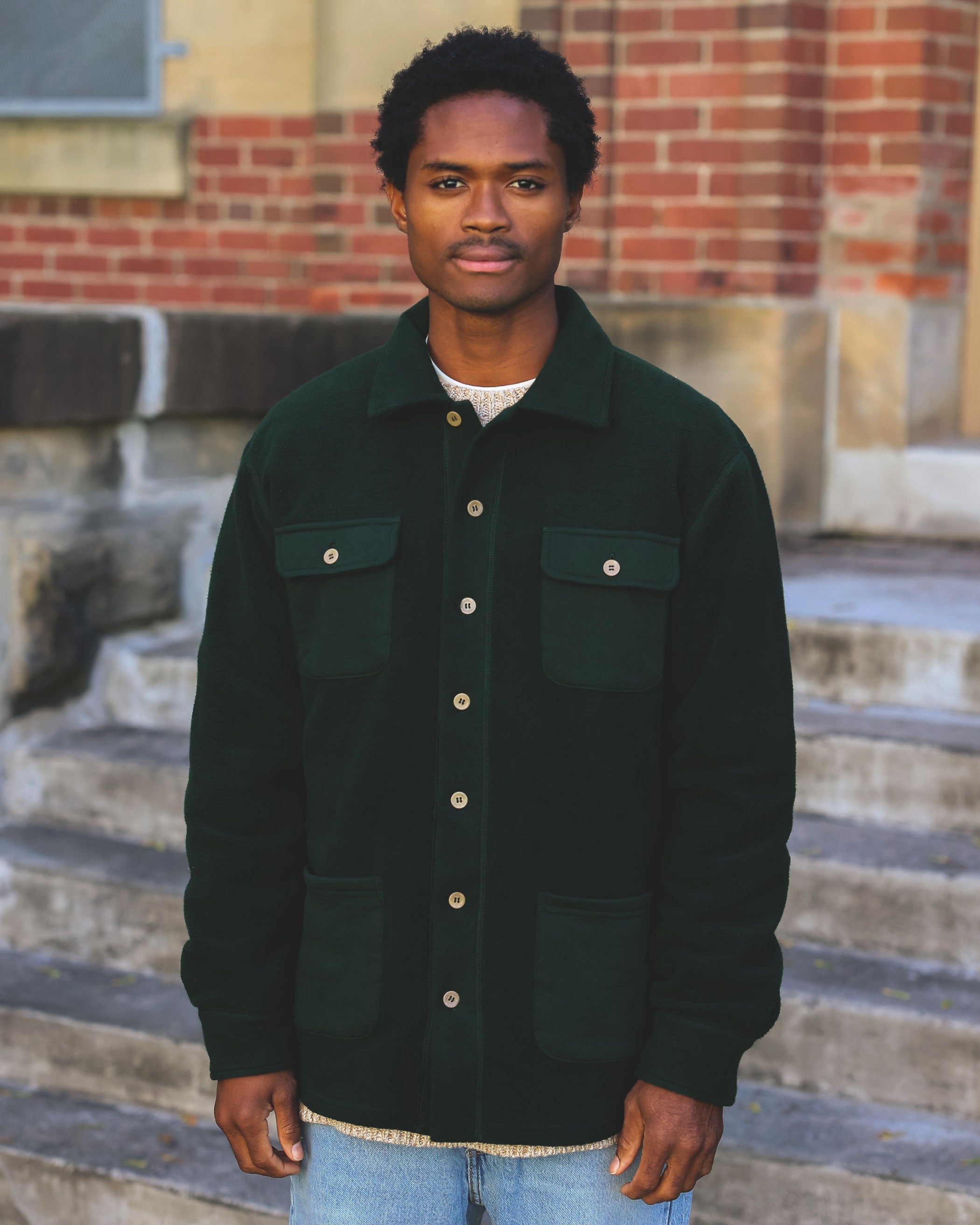 Reverse Fleece Overshirt Forest - Unisex - Made in Canada