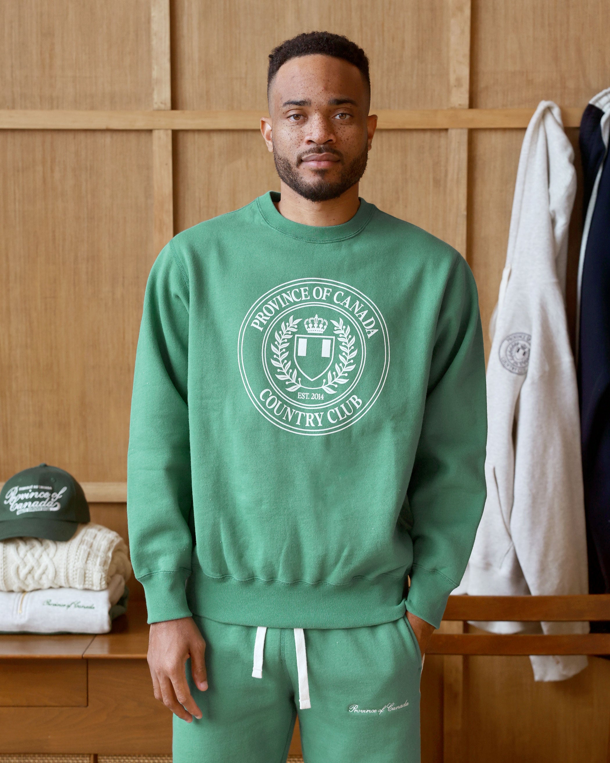 Made in Canada Country Club Fleece Sweatshirt Green - Unisex - Province of Canada