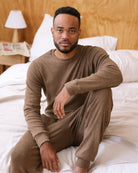 Made in Canada 100% Certified Organic Cotton Fine Ribbed Long Sleeve Tee Heather Brown - Unisex - Province of Canada